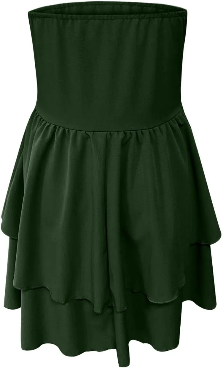 2025 Women's Solid Color Strapless Bodycon Mini Dress - Trendy Sexy A-Line Bandage Cocktail Party Dresses