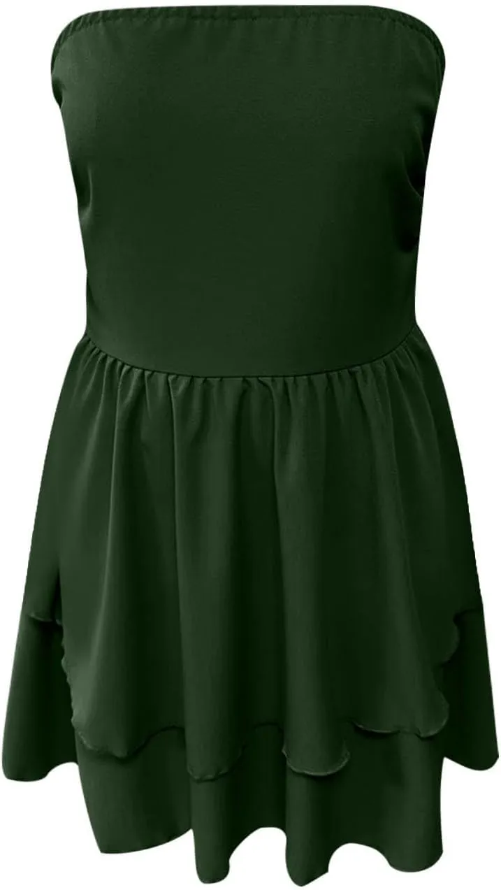 2025 Women's Solid Color Strapless Bodycon Mini Dress - Trendy Sexy A-Line Bandage Cocktail Party Dresses