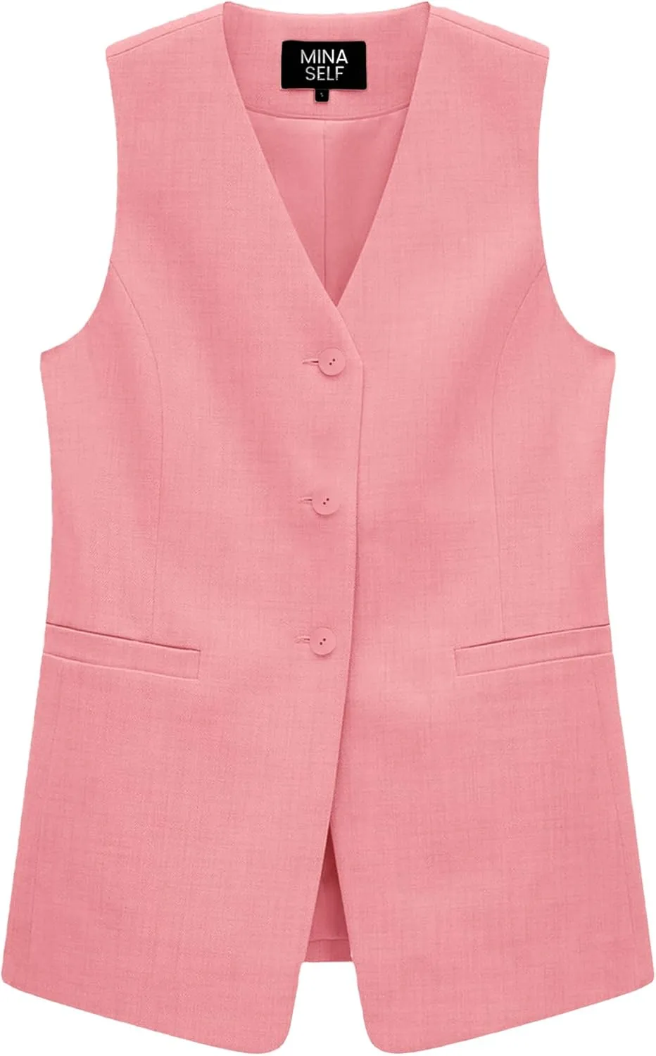 2025 Women's Summer Linen Vest Blazer Long Y2K Lightweight Fully-Lined V-Neck Fashion Casual Jackets Tops Pockets