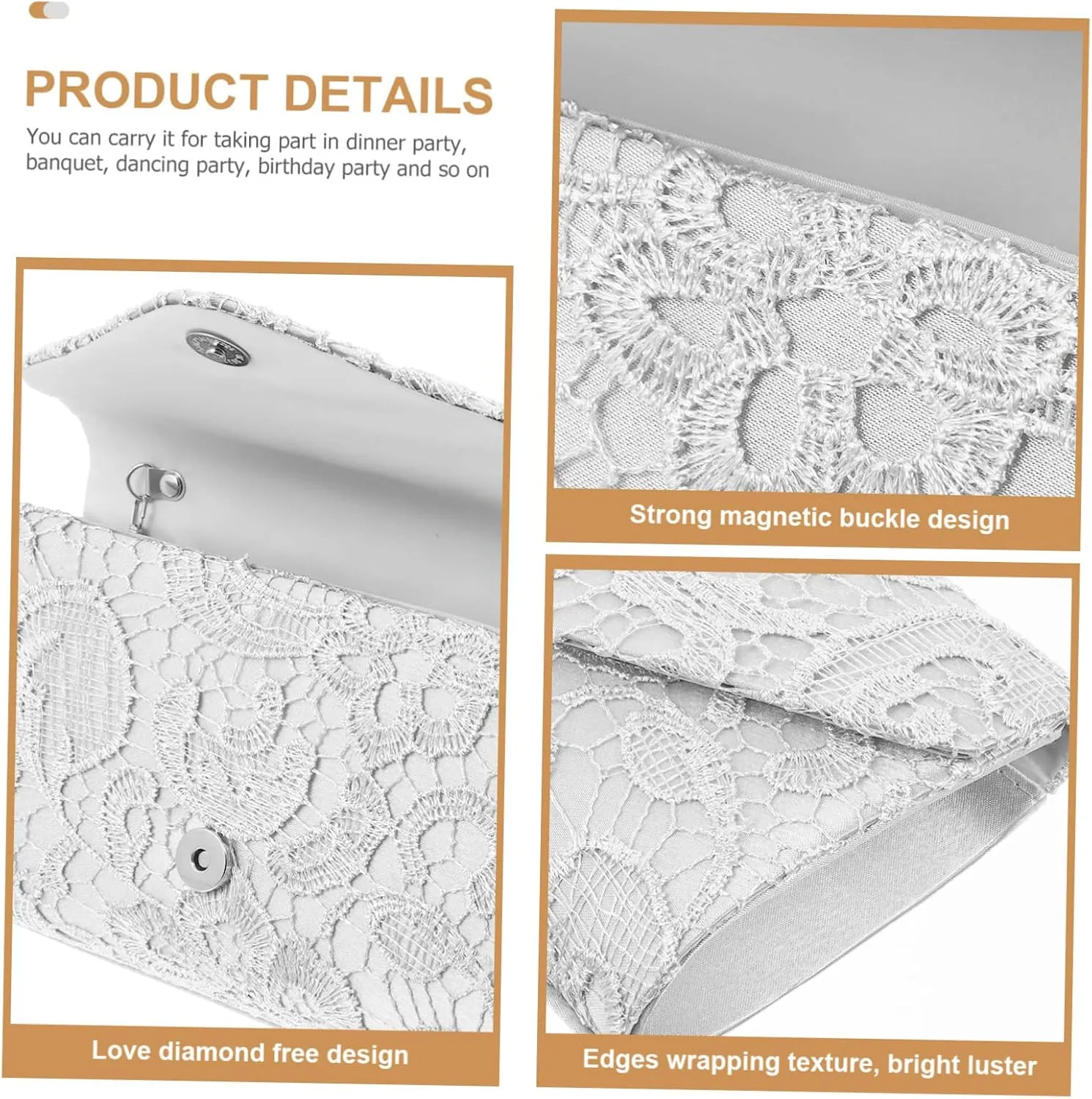 2pcs Handbag Clutch for Women Hand Purse for Women Wedding Clutch Prom Purse Glitter Wallets for Women