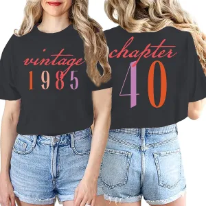 40th Birthday Shirts for Women Vintage 1985 Tshirt Birthday Party Short Sleeve Tee Tops