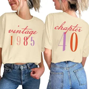 40th Birthday Shirts for Women Vintage 1985 Tshirt Birthday Party Short Sleeve Tee Tops