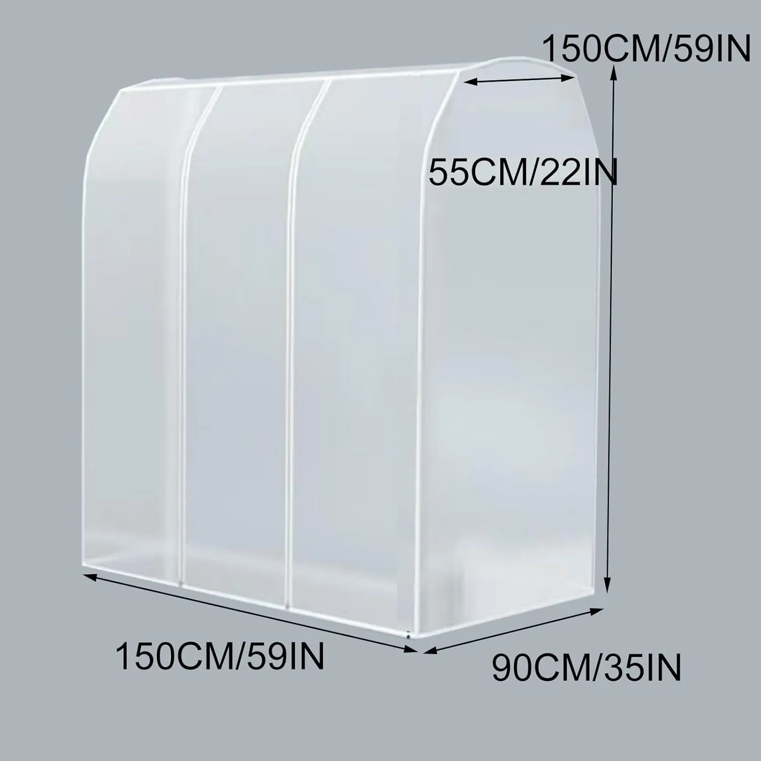 59IN High Garment Rack Cover, Large Capacity Garment Bags for Hanging Clothes, PEVA, Suitable for Double Pole Hangers(Clear,150x90x150cm/59x35x59in)