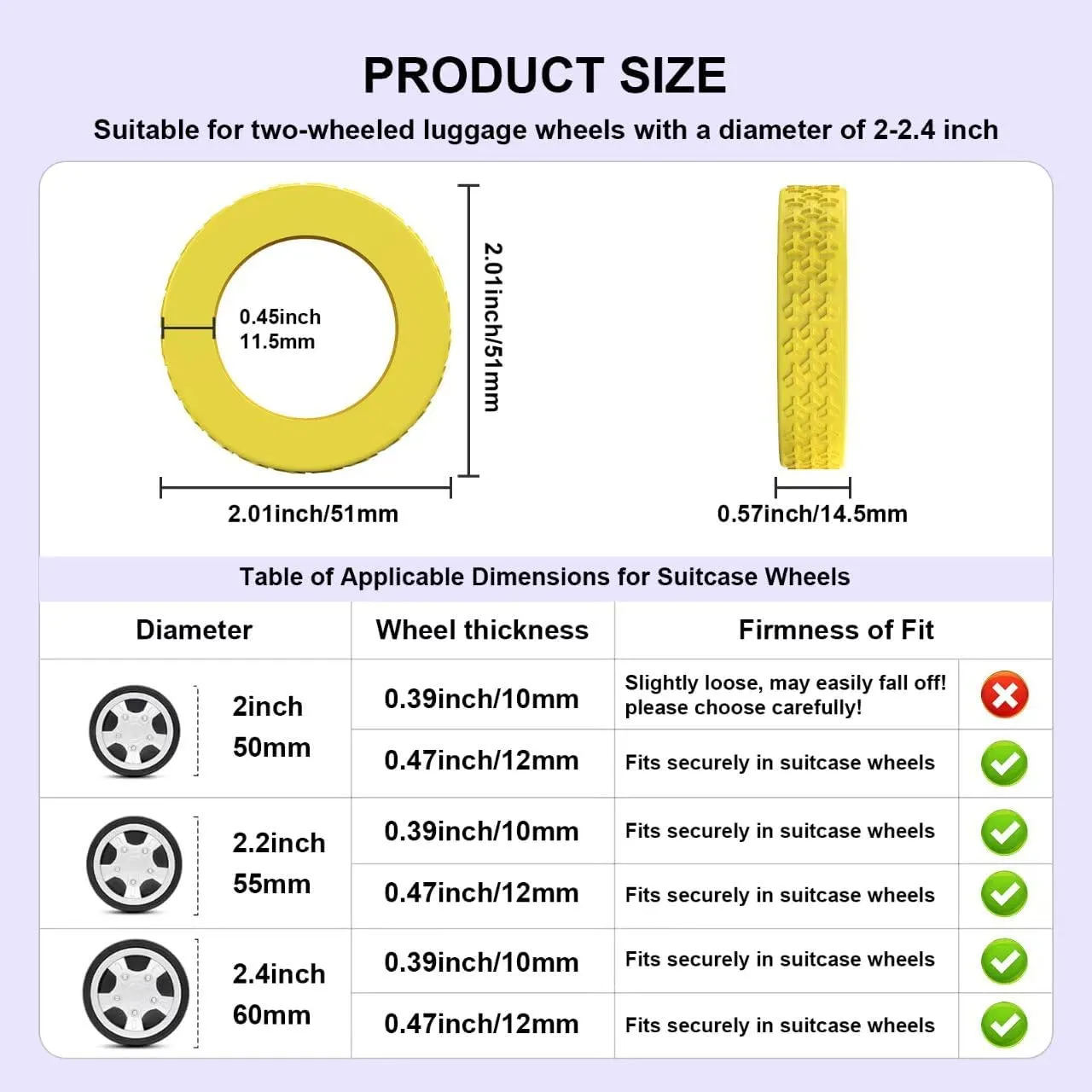 8Pcs Luggage Wheel Covers,Silicone Suitcase Cover for 2-2.4'' Spinner Wheel, Carry On Luggage Wheels Protector,Upgrade Suitcase Wheels Protective,Essential Travel Accessories (Blue-F)
