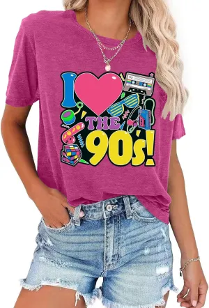 90s Shirt for Women: I Love The 90s Shirt Graphic Vintage Tees 90's Neon Party Outfits Tops