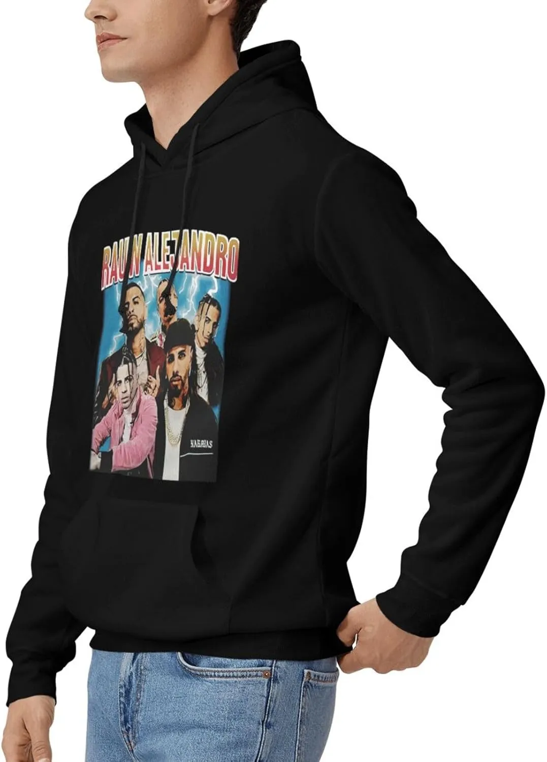 Adult Unisex Hooded Crew Neck Pullover Sweatshirt Top Classic Long Sleeve Hoodie Street Heavyweight Sweaterblack