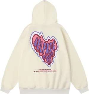Aelfric Eden Graphic Hoodie Womens Oversized Hoodies Y2k Cute Heart Print Sweatshirt Streetwear Hooded Pullover