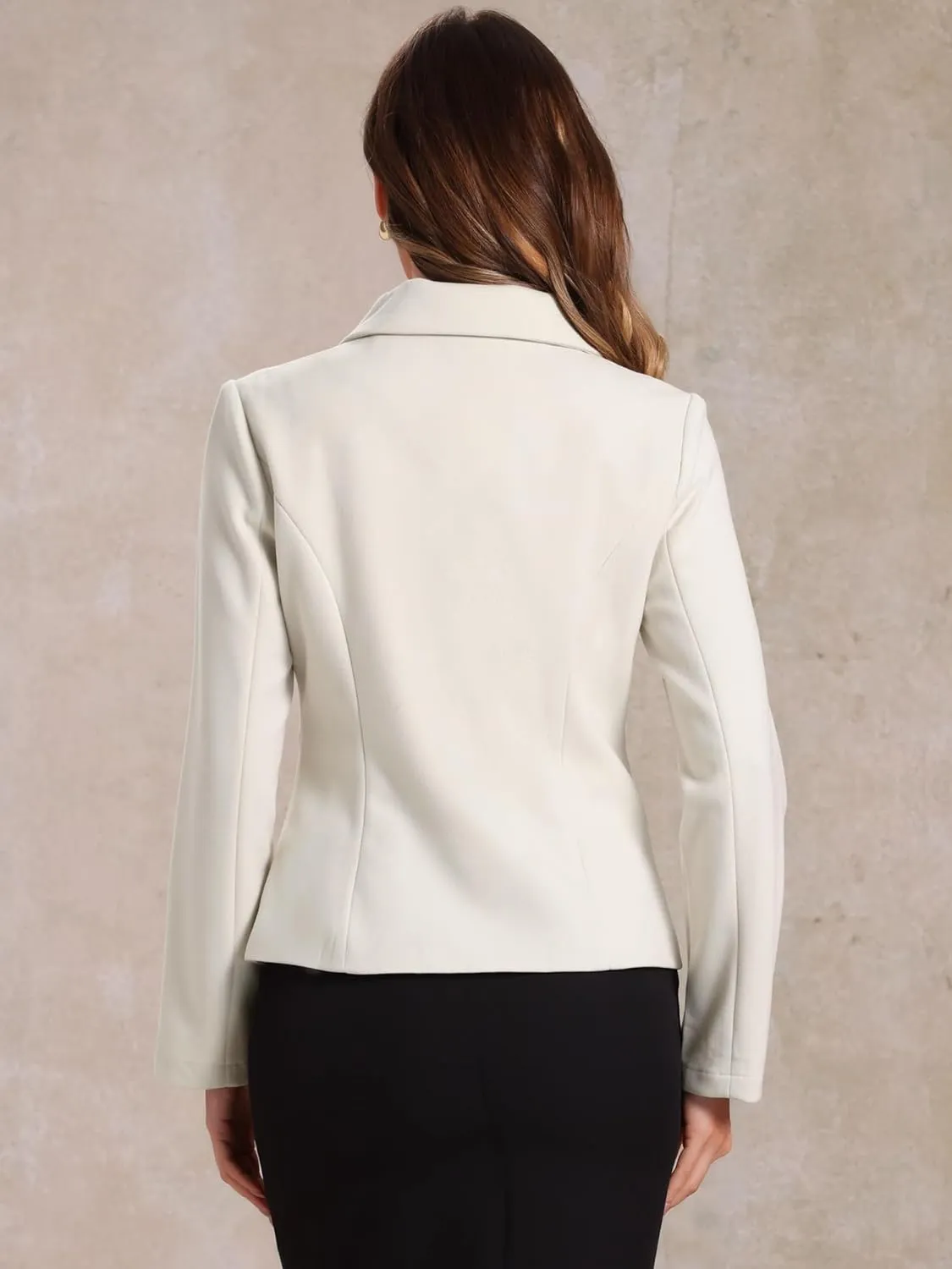 Allegra K Women's Work Office Winter Coat Turndown Collar Single Breasted Outerwear Peacoat