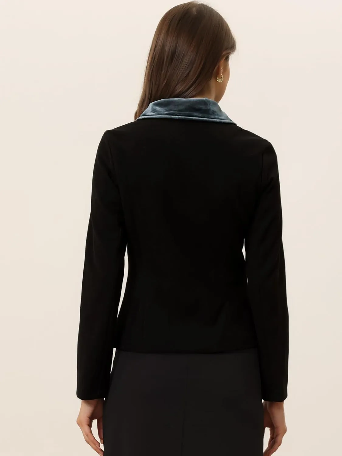 Allegra K Women's Work Office Winter Coat Turndown Collar Single Breasted Outerwear Peacoat