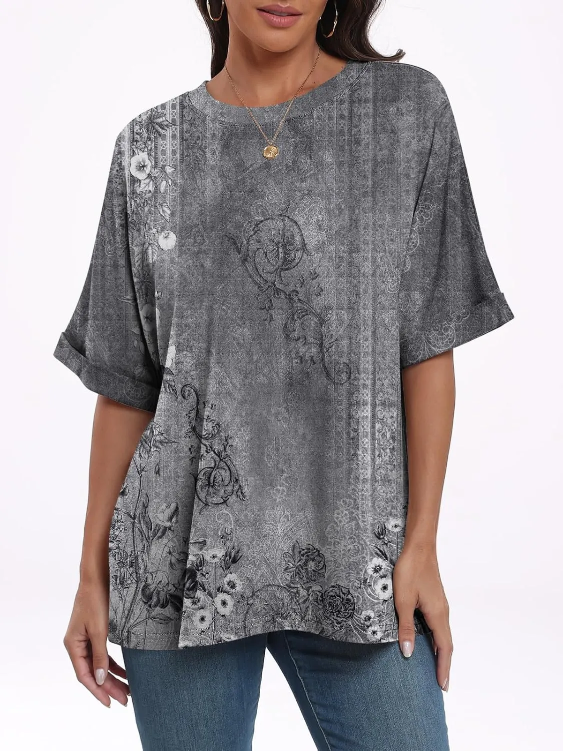 ANRABESS Womens Tops Oversized T Shirts Short Sleeve Crewneck Summer Casual Loose Basic Tee Shirt 2025 Trendy Fashion Clothes