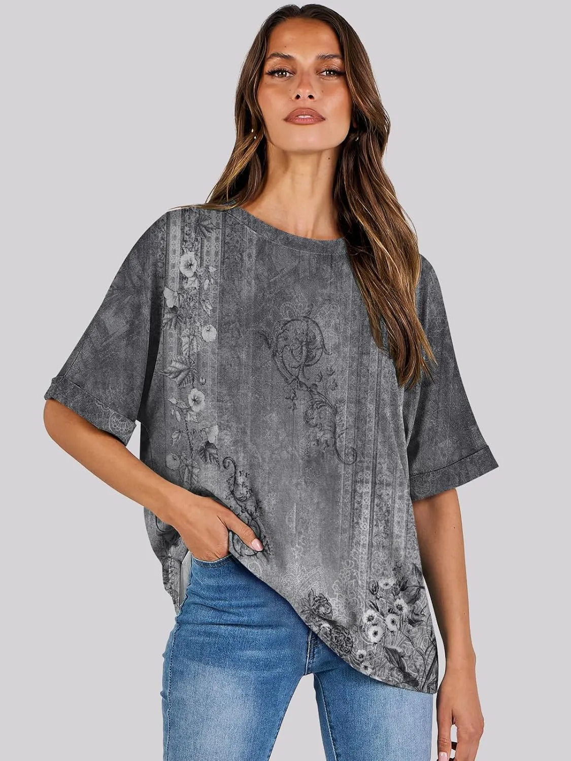 ANRABESS Womens Tops Oversized T Shirts Short Sleeve Crewneck Summer Casual Loose Basic Tee Shirt 2025 Trendy Fashion Clothes