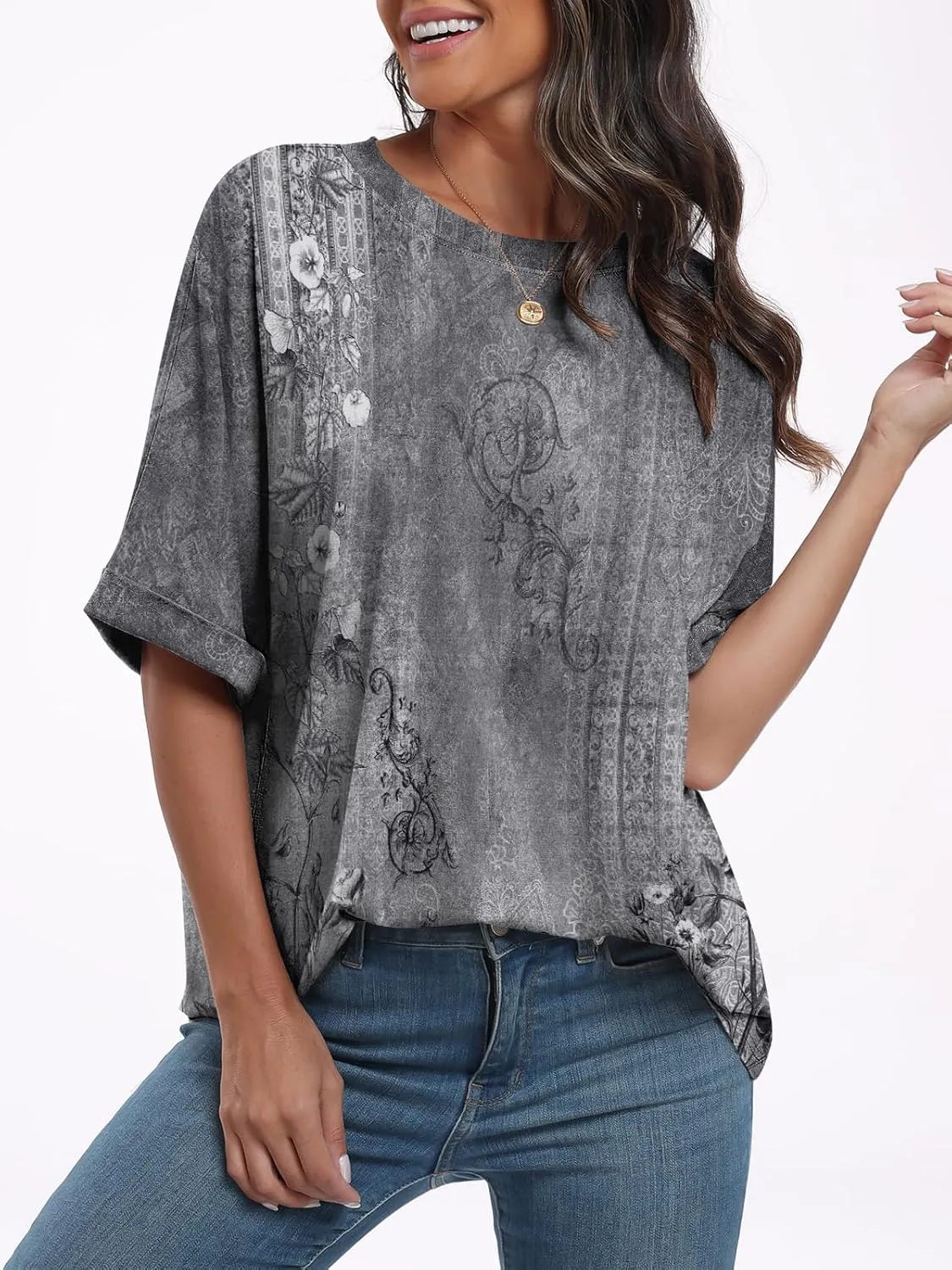 ANRABESS Womens Tops Oversized T Shirts Short Sleeve Crewneck Summer Casual Loose Basic Tee Shirt 2025 Trendy Fashion Clothes