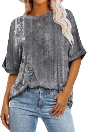 ANRABESS Womens Tops Oversized T Shirts Short Sleeve Crewneck Summer Casual Loose Basic Tee Shirt 2025 Trendy Fashion Clothes