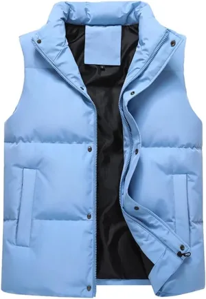 Autumn Winter Mens Parka Vest Outerwear Casual Sleeveless Jacket Oversized Cotton Padded Waistcoat