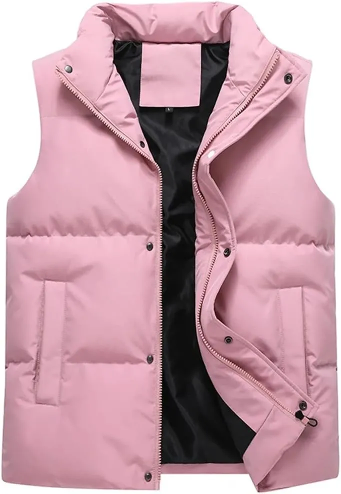 Autumn Winter Mens Parka Vest Outerwear Casual Sleeveless Jacket Oversized Cotton Padded Waistcoat