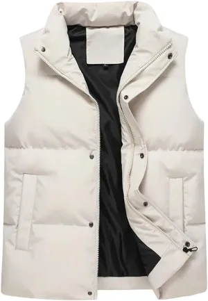 Autumn Winter Mens Parka Vest Outerwear Casual Sleeveless Jacket Oversized Cotton Padded Waistcoat