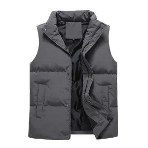 Autumn Winter Mens Parka Vest Outerwear Casual Sleeveless Jacket Oversized Cotton Padded Waistcoat
