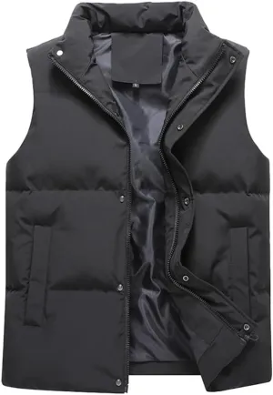 Autumn Winter Mens Parka Vest Outerwear Casual Sleeveless Jacket Oversized Cotton Padded Waistcoat