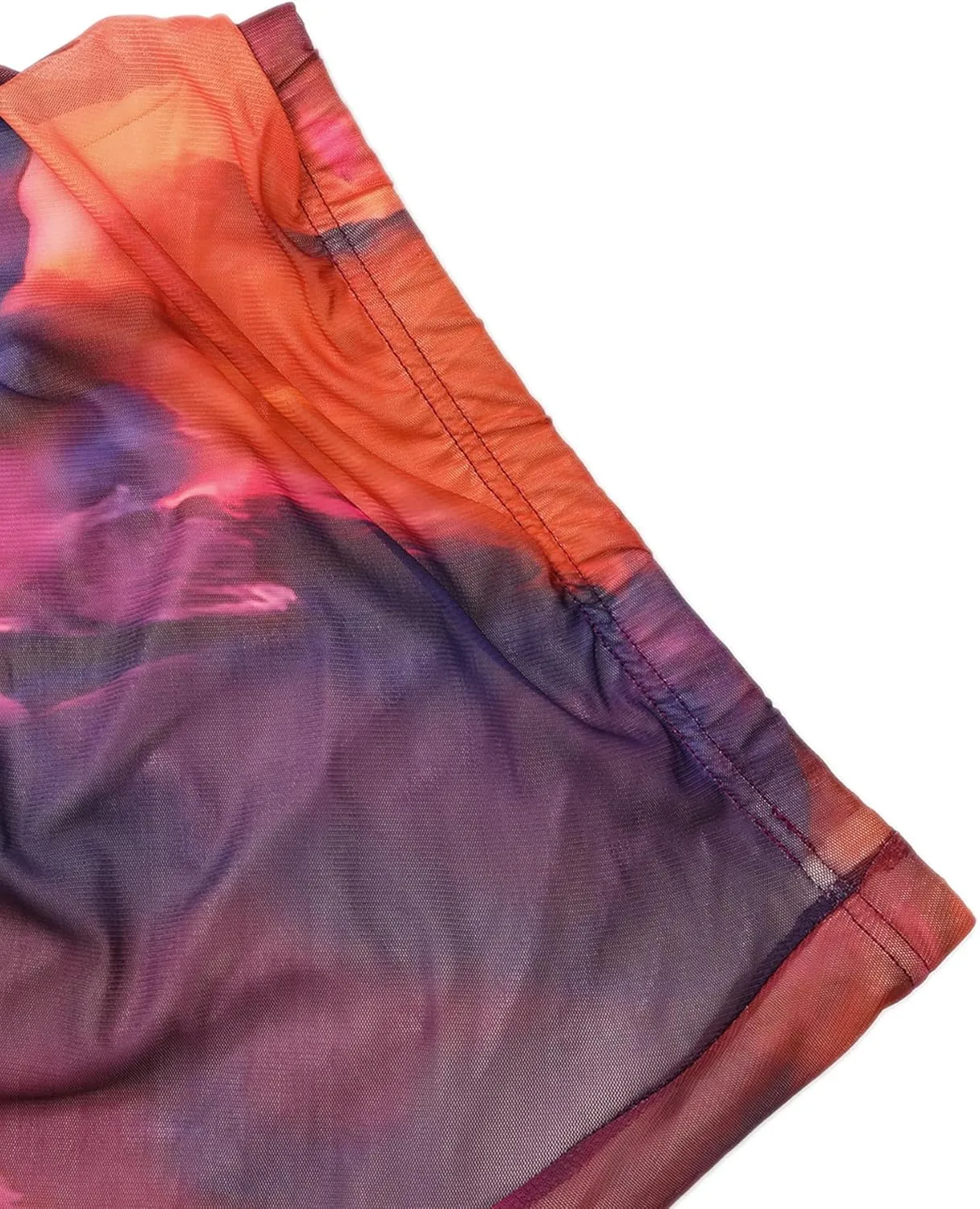 Avanova Womens Tie Dye Mesh Side Slit Maxi Skirts Split High Waisted Long Skirts