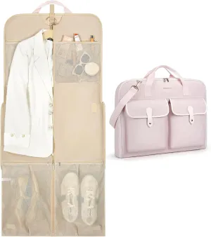 BAGSMART Garment Bags for Travel, Carry on Garment Bags for Hanging Clothes, Travel Suit Bag for Shirts Dresses Coats, Pink