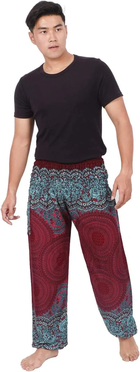 Banjamath Mens Yoga Harem Lounge Boho Parachute Loose Baggy Pants