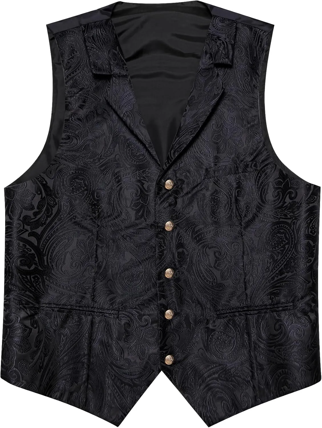 Barry.Wang Mens Silk Lapel/Shawl Collar Vest Tie Sleeve Holder Set Formal/Casual Paisley Vests Wedding Tuxedo Waistcoat