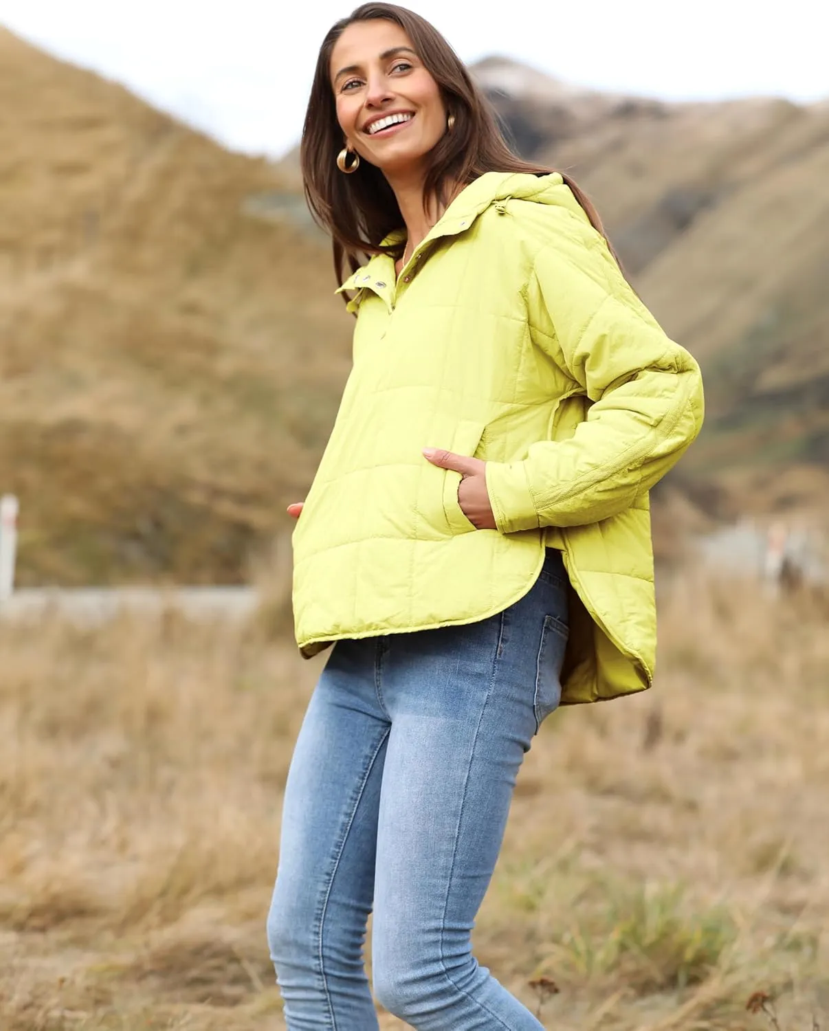Bianstore Women's Oversized Puffer Jacket Lightweight Pullover Hoodies Winter Padded Coat Tops