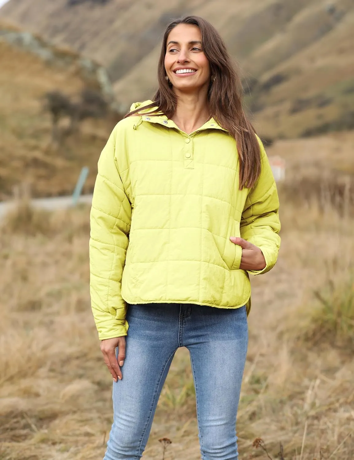 Bianstore Women's Oversized Puffer Jacket Lightweight Pullover Hoodies Winter Padded Coat Tops