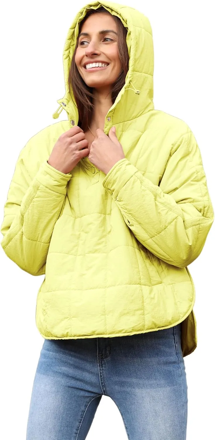 Bianstore Women's Oversized Puffer Jacket Lightweight Pullover Hoodies Winter Padded Coat Tops