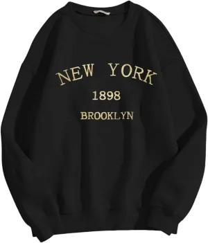 Boston Sweatshirts for Women Letter Print Crewneck Oversized Pullover Long Sleeve Sweaters Fall Clothes Trendy Outfits