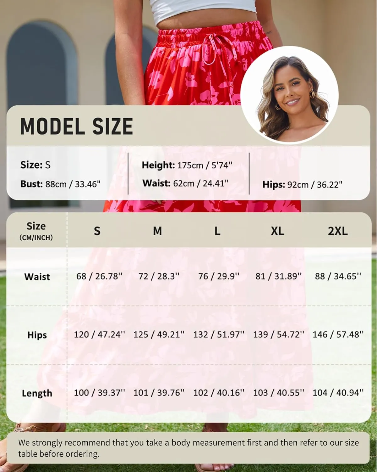 Bsubseach Womens Maxi Skirts 2025 Summer Boho Elastic High Waist Floral Print Pleated Ruffle Flowy Long Skirt with Pockets