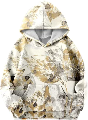 Camo Hoodies for Teen Girls Cute Sweatshirt Maple Leaf Print Oversized Fleece Sweatshirts Classic Pullover with Pocket