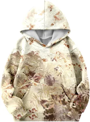 Camo Hoodies for Teen Girls Cute Sweatshirt Maple Leaf Print Oversized Fleece Sweatshirts Classic Pullover with Pocket