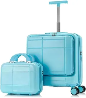 Carry-on Suitcase Luggage 2 Piece Sets Spinner 18inch Suitcase,With Telescopic Handle, 14-inch Cosmetic Case Carry-on Suitcases Carry On Luggages (Color : Blue, Size : 14 18in)