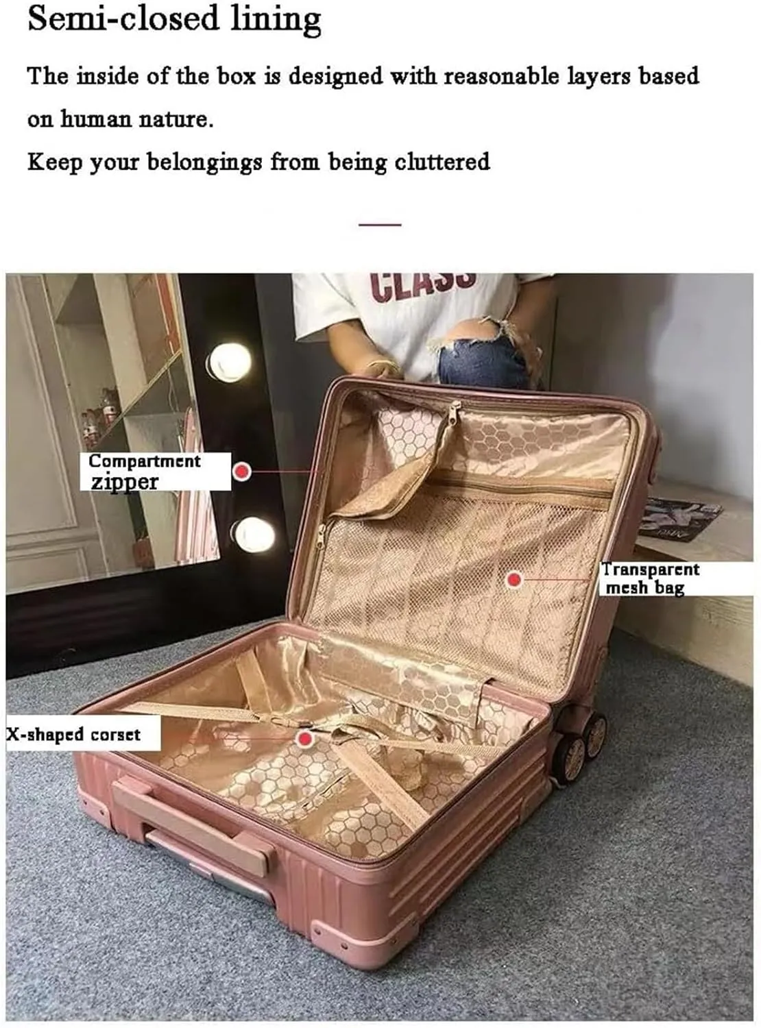 Carry-on Suitcase Luggage 2 Piece Sets Spinner 18inch Suitcase,With Telescopic Handle, 14-inch Cosmetic Case Carry-on Suitcases Carry On Luggages (Color : Red, Size : 14 18in)