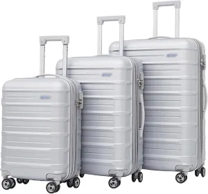 Carry-on Suitcase Luggage 3-Piece Large Capacity Luggage 20/24/28inches Adjustable Trolley Suitcases with Wheels Carry-on Suitcases Carry On Luggages,-20 24 28 in (Silver 20 24 28 in)