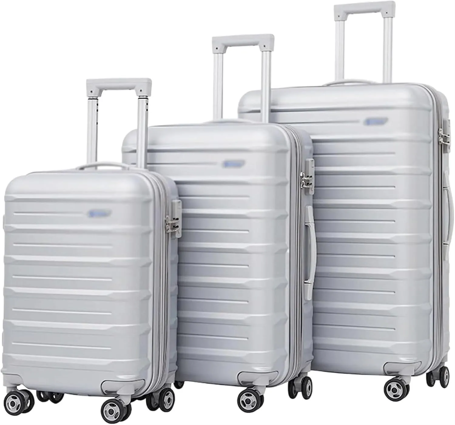Carry-on Suitcase Luggage 3-Piece Large Capacity Luggage 20/24/28inches Adjustable Trolley Suitcases with Wheels Carry-on Suitcases Carry On Luggages,-20 24 28 in (Silver 20 24 28 in)