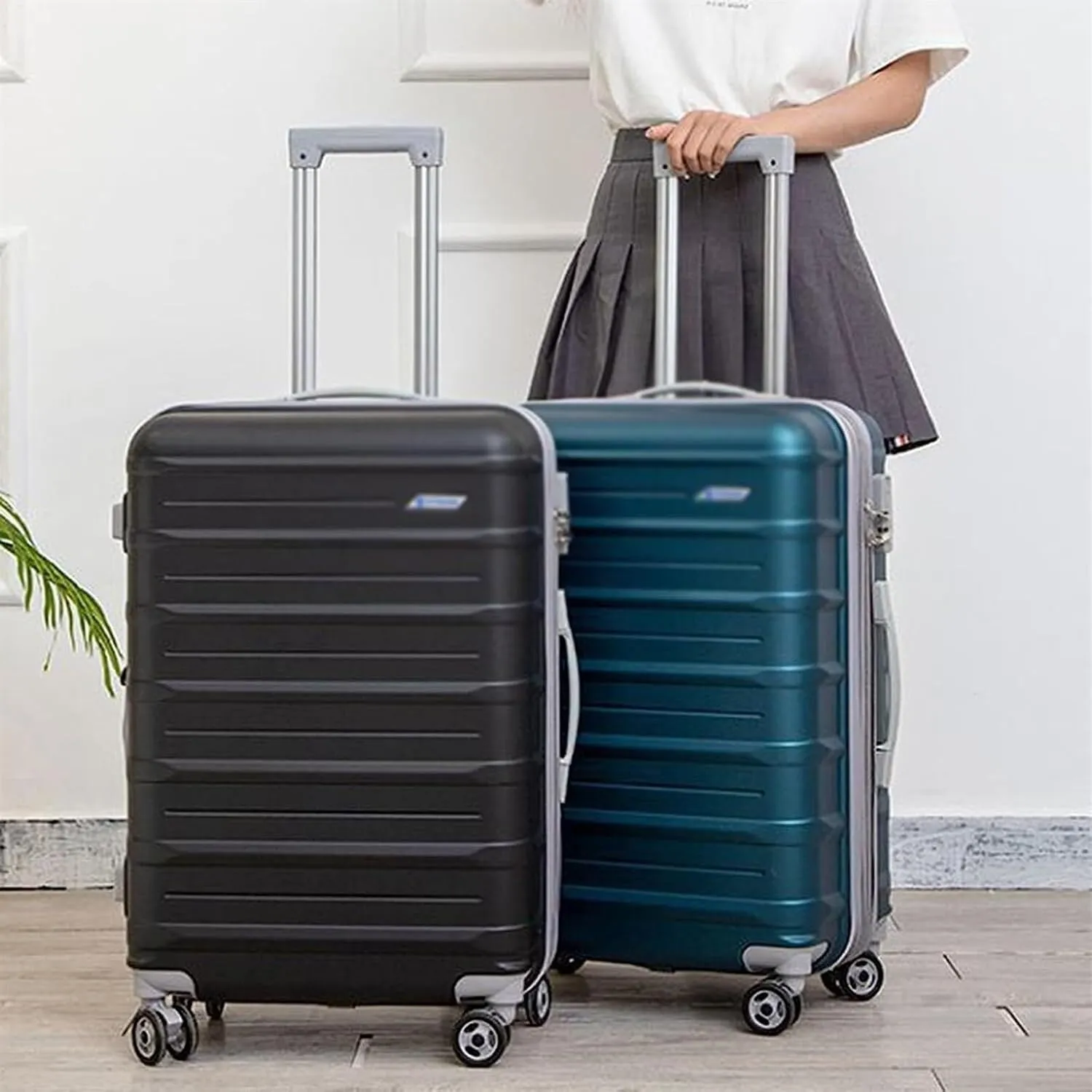 Carry-on Suitcase Luggage 3-Piece Large Capacity Luggage 20/24/28inches Adjustable Trolley Suitcases with Wheels Carry-on Suitcases Carry On Luggages,-20 24 28 in (Silver 20 24 28 in)