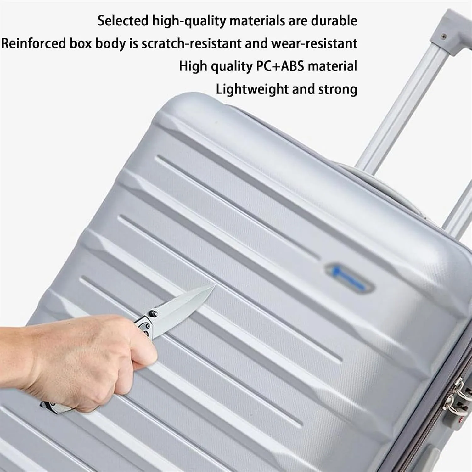 Carry-on Suitcase Luggage 3-Piece Large Capacity Luggage 20/24/28inches Adjustable Trolley Suitcases with Wheels Carry-on Suitcases Carry On Luggages,-20 24 28 in (Silver 20 24 28 in)