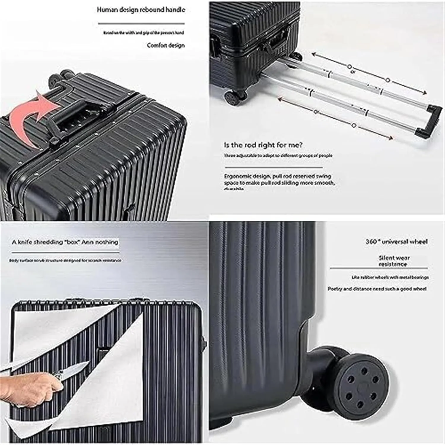 Carry-on Suitcase Luggage Carry On Luggage 20inch Wide Handle Suitcase,Hardshell With Aluminum Frame Spinner Carry-on Suitcases Carry On Luggages (Color : White, Size : 20inch)