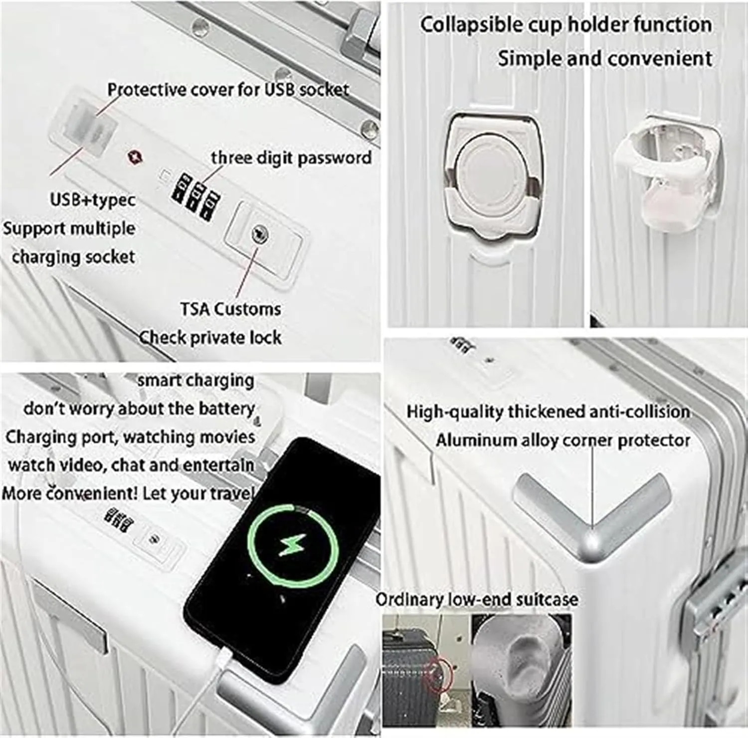 Carry-on Suitcase Luggage Carry On Luggage Suitcases with Wheels Luggage with Charging Suitcase Checked Luggage Carry-on Suitcases Carry On Luggages,B-24in (A 24in)