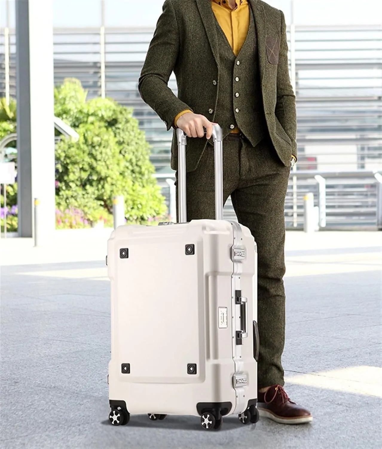 Carry-on Suitcase Luggage Hard Shell Carry On Luggage with Aluminum Frame,No Zipper Suitcase, Combination Lock Carry-on Suitcases Carry On Luggages, 20in, White,White-20in (Black 20in)