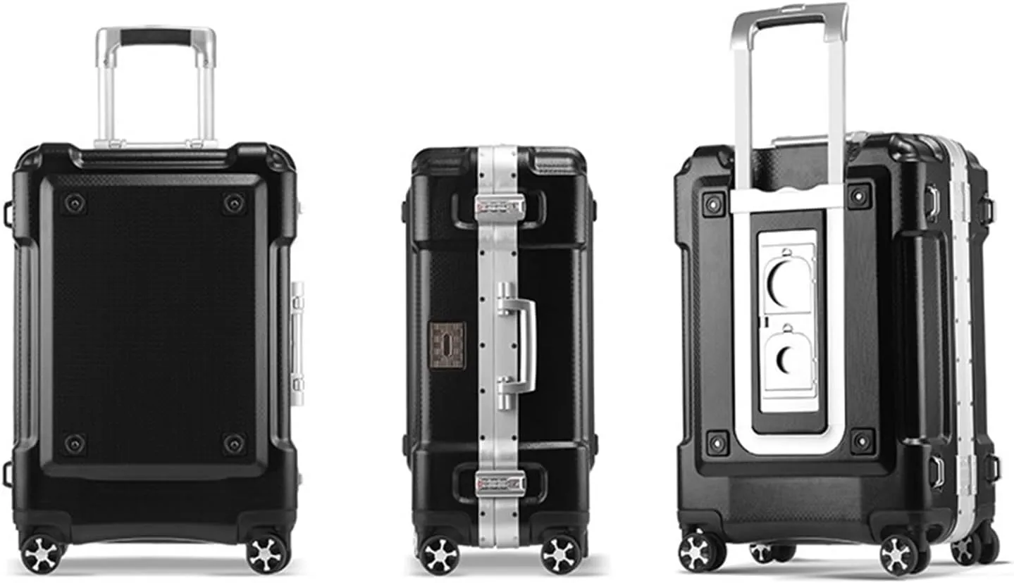 Carry-on Suitcase Luggage Hard Shell Carry On Luggage with Aluminum Frame,No Zipper Suitcase, Combination Lock Carry-on Suitcases Carry On Luggages, 20in, White,White-20in (Black 20in)