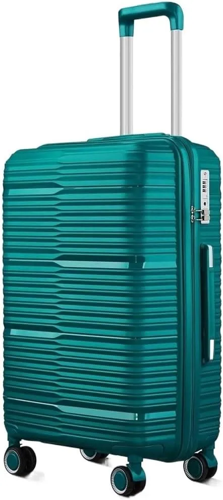 Carry-on Suitcase Luggage Indestructible Hardshell Expandable Spinner Luggage with Lock 20/24/28in Carry-on Suitcases Carry On Luggages (Grn 28in)