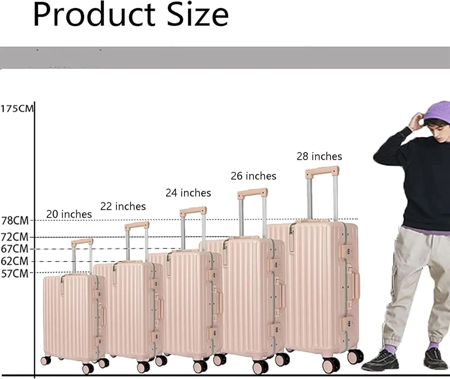 Carry-on Suitcase Luggage Lightweight And Tough Cabin Suitcase Lightweight ABS Carry-on Hand Luggage 4 Spinner Carry-on Suitcases Carry On Luggages (Color : Black, Size : 20 inches)