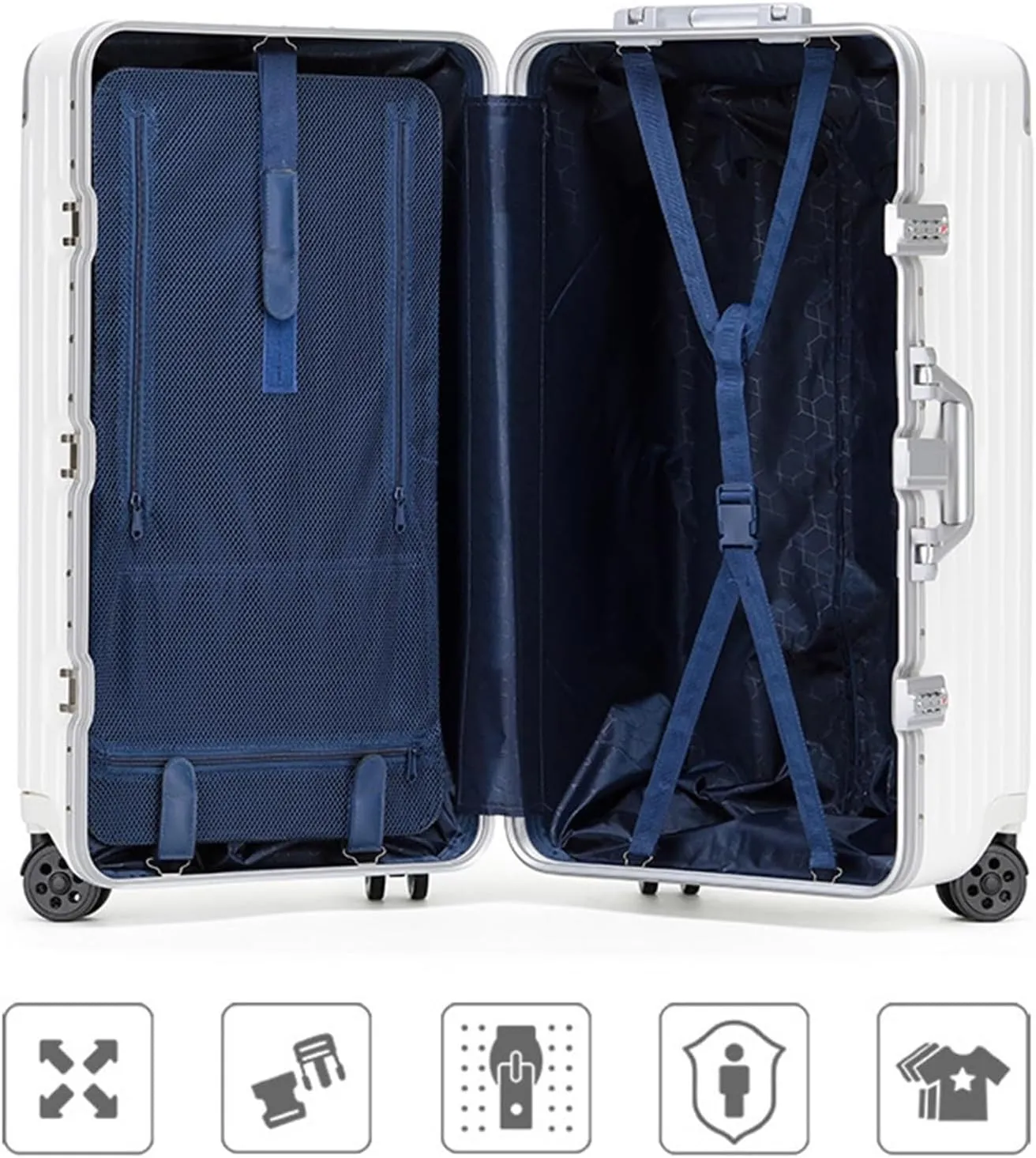 Carry-on Suitcase Luggage Luggage 24inch Wide Handle Suitcase,Hardshell With Aluminum Frame,Spinner Wheels TSA Lock Carry-on Suitcases Carry On Luggages (Color : D, Size : 24inch)