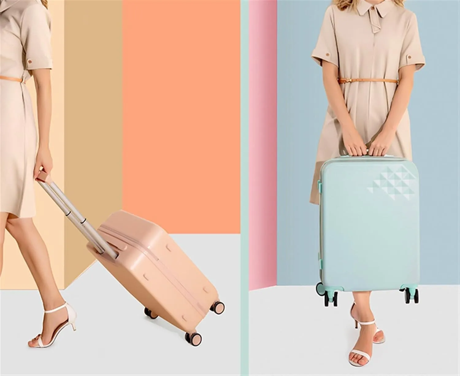 Carry-on Suitcase Luggage Luggage Expandable 8-Wheel Spinner Lightweight Hardside Suitcase, Macaron Suitcase Carry-on Suitcases Carry On Luggages (Color : A, Size : 20inch)