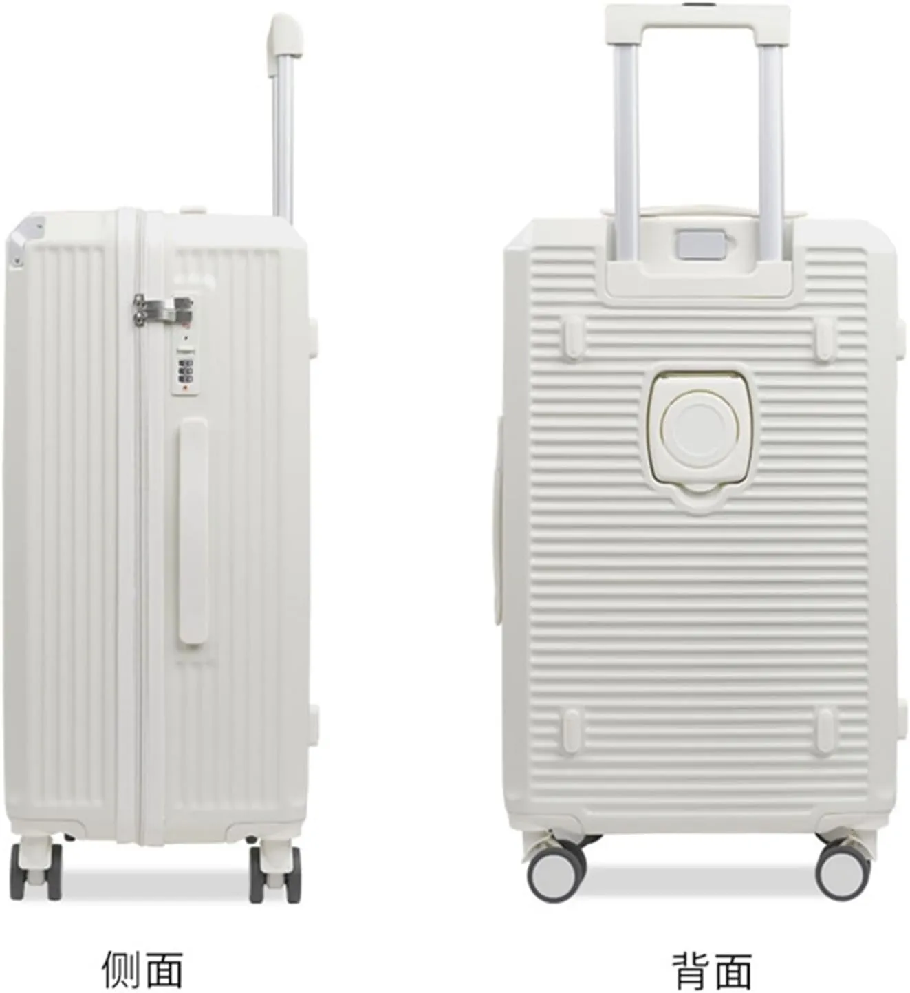 Carry-on Suitcase Luggage Luggage for Women Suitcsases with Cup Holder Spinner Wheels Hardside Luggage with Lock Carry-on Suitcases Carry On Luggages, 24in, White,Grn-24in