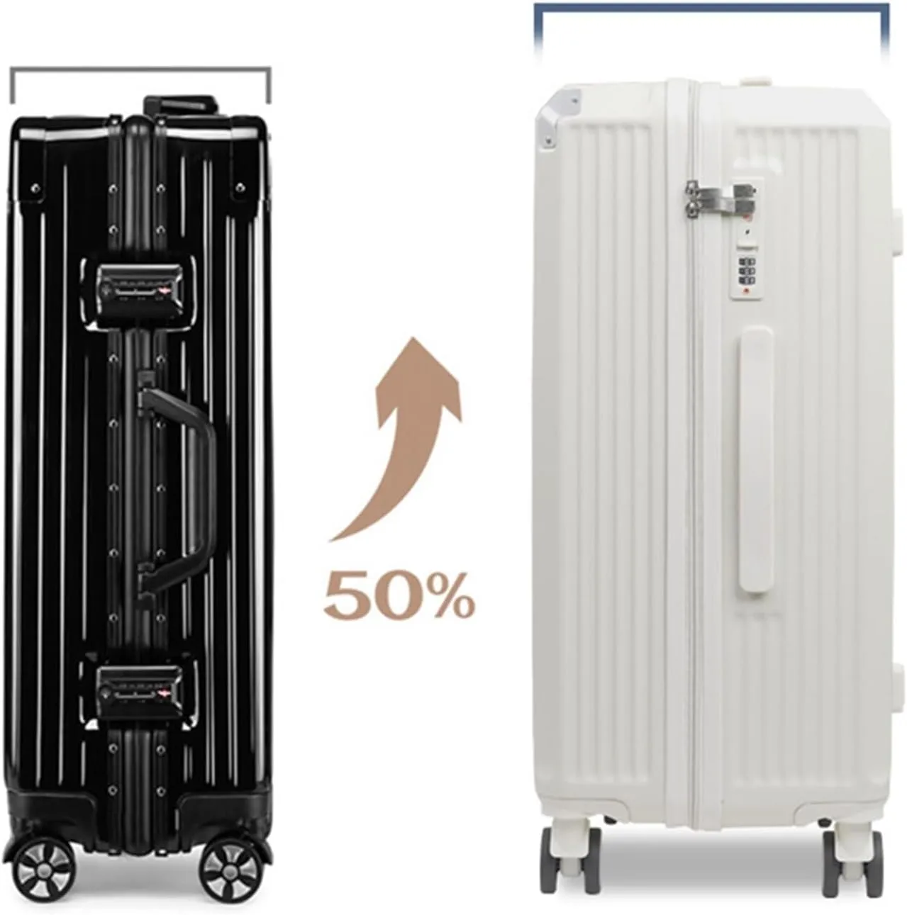 Carry-on Suitcase Luggage Luggage for Women Suitcsases with Cup Holder Spinner Wheels Hardside Luggage with Lock Carry-on Suitcases Carry On Luggages, 24in, White,Grn-24in
