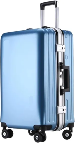 Carry-on Suitcase Luggage Suitcases Aluminum Frame Rechargeable Luggage Hard Shell Suitcases with Wheels Carry-on Suitcases Carry On Luggages (Blue 22inch)